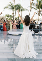 Designer Long White A-line Strapless Lace Sleeveless Wedding Dress