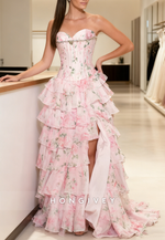 Sweetheart A-Line Tassel Slit Prom Dress