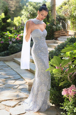 Sweetheart Sleeveless Floral Print Flowers Sequins Mermaid Prom Dress
