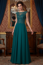A-line/princess transparent collar sleeveless long style official mother of the bride dress