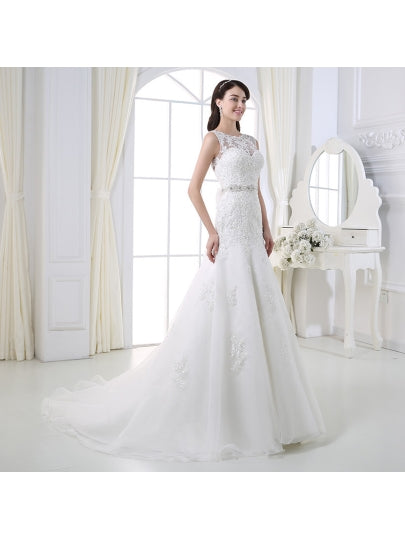 Bateau Neck Trumpet/Mermaid Wedding Dress