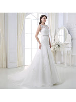 Bateau Neck Trumpet/Mermaid Wedding Dress
