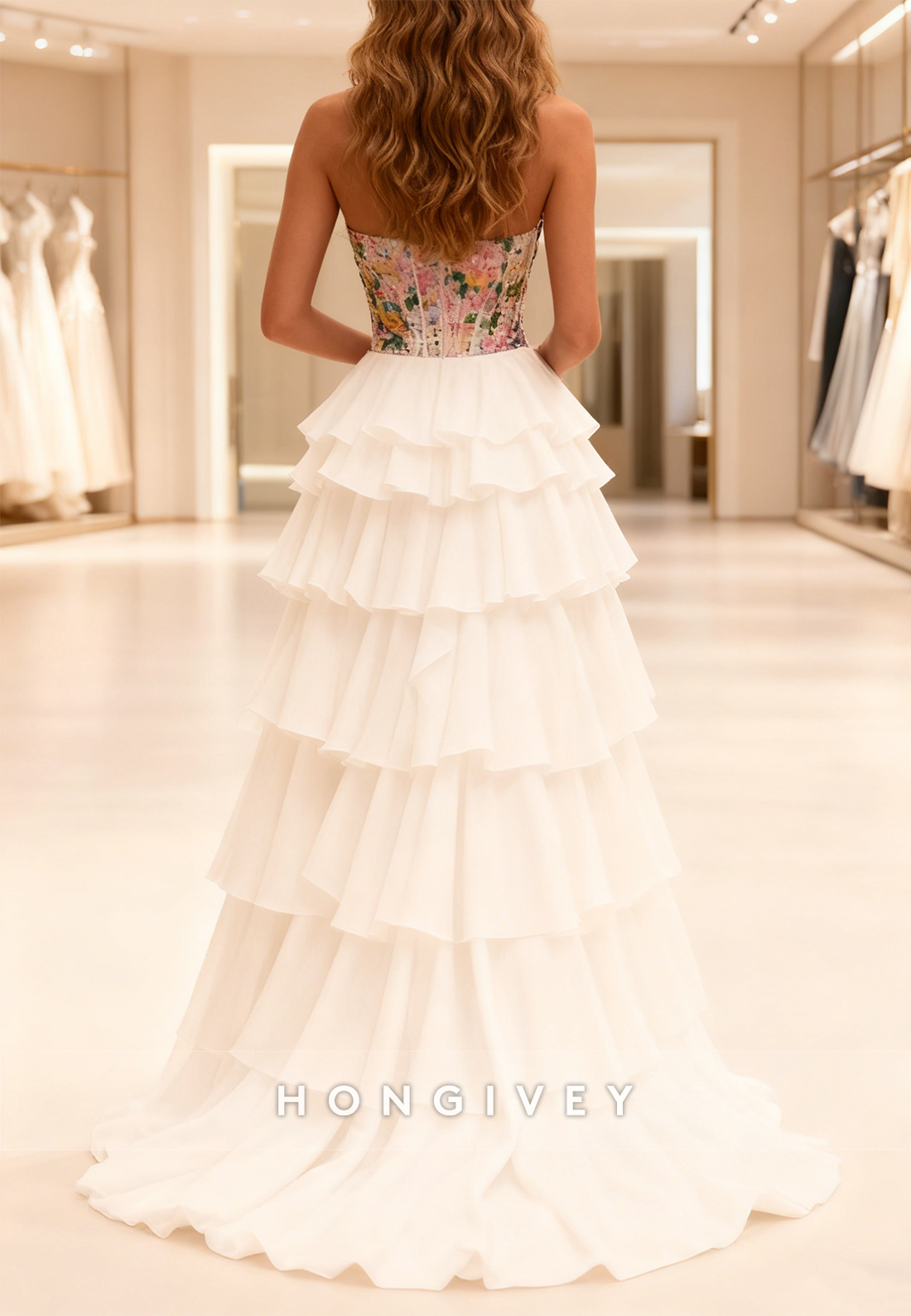 Whtie A-Line Tassel Floor-Lenght Prom Dress