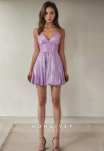 A-Line V-Neck Sleeveless Empire Short Party Homecoming Dress