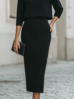 Boat Neck Long Sleeve Mermaid Tea-Length Wedding guest Dress