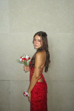 Fitted Black Sheer V-Neck Beaded Long Dress