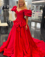 Ball Gown Satin Long Prom Dresses Side Slit Evening Dresses for Women