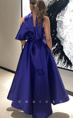 L2785 - A-Line Sleeveless Halter Bowknot Party Prom Evening Dress