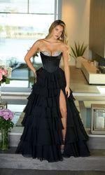 Off-Shoulder Ruffled A-Line Prom Gown
