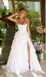 Off-Shoulder Ruffled A-Line Prom Gown