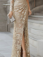 One-Shoulder Lace Evening Dress