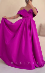 L2948 - Satin A-Line Off-Shoulder Spaghetti Straps Party Prom Evening Dress