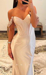 L2891 - Satin Trumpet Sweetheart Off-Shoulder With Train Party Prom Evening Dress