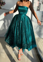 L2977 - Satin A-Line Strapless Sleeveless Party Prom Evening Dress