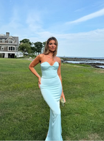 Sexy Halter Blue Sheath Prom Dress Long Evening Dress Bridesmaid Dress