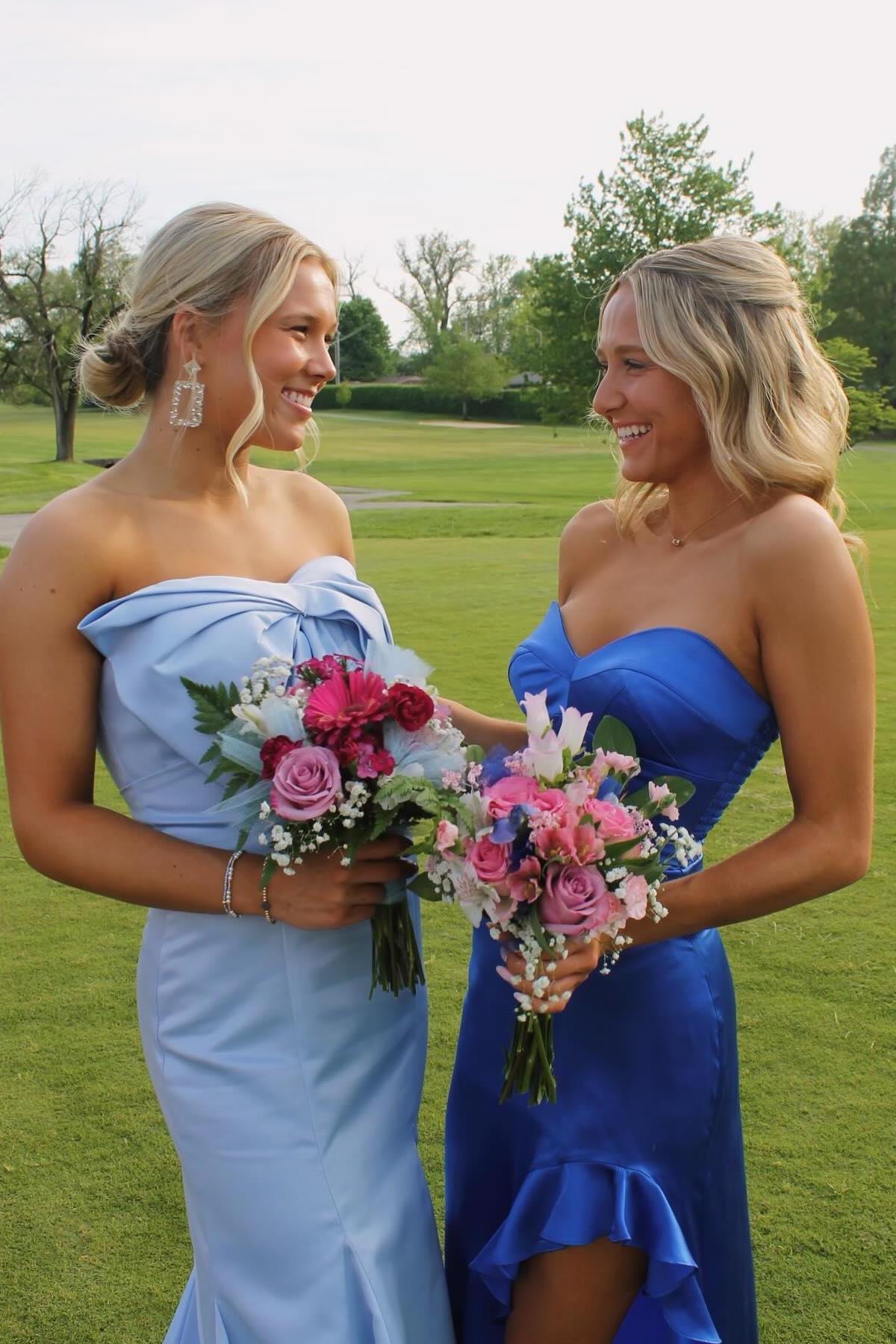 Strapless Green Silk Long Party Dress with Slit