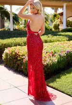 Halter Sleeveless Sequins Sparkle Applique Mermaid Side Slit Prom Dress