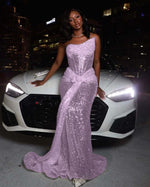 Hidais Tulle Asymmetric Strapless Sleeveless Long Pleated Mermaid Prom Dress With Sequins And Ruffles