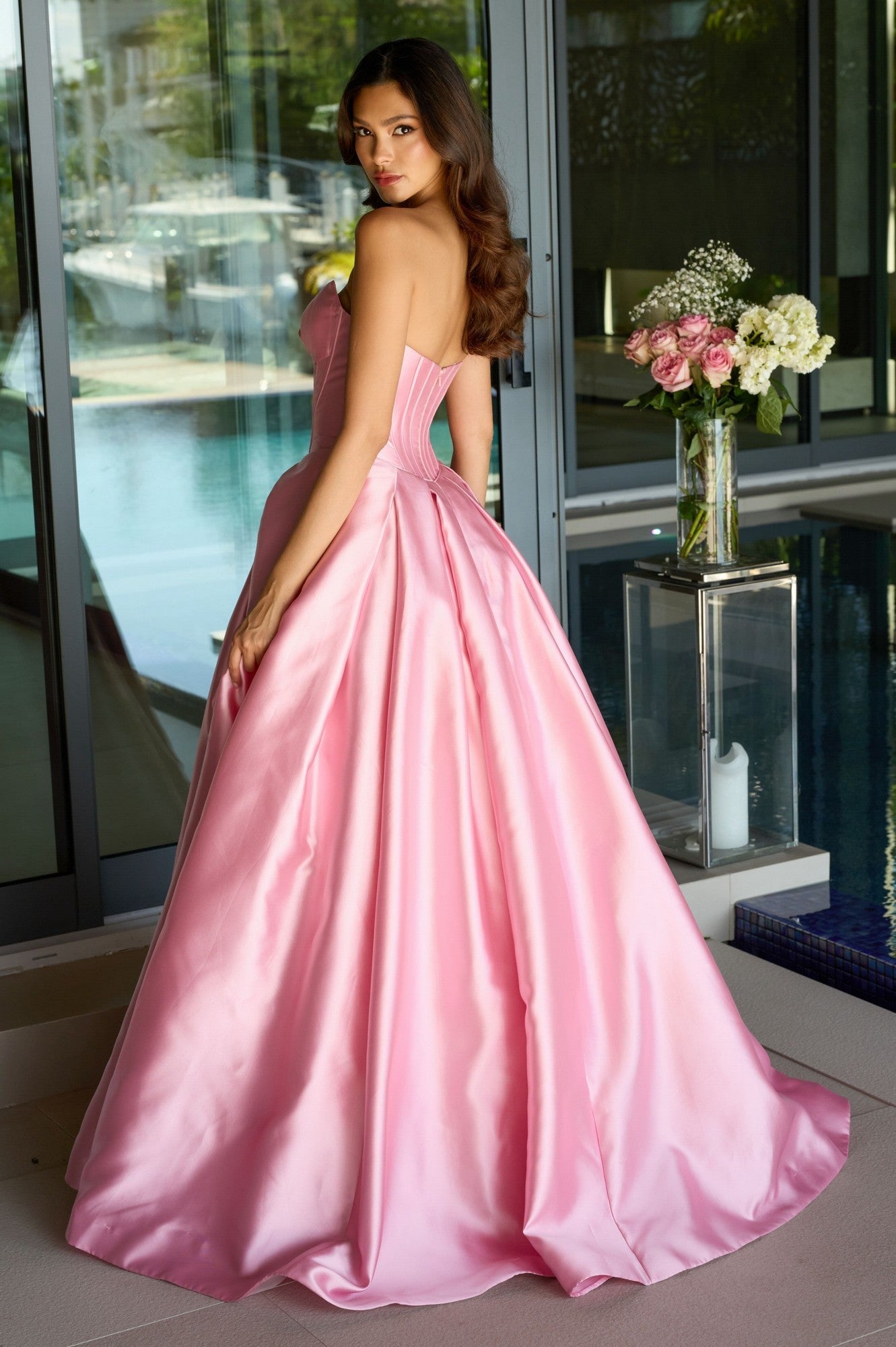 Strapless Satin Prom Ball Gown: Ava Presley 47223