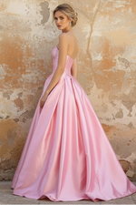 Strapless Satin A-Line Sleeve Prom Ball Gown