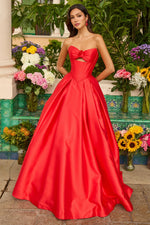 Strapless Satin Prom Ball Gown: Ava Presley 47223