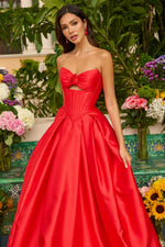 Strapless Satin Prom Ball Gown: Ava Presley 47223