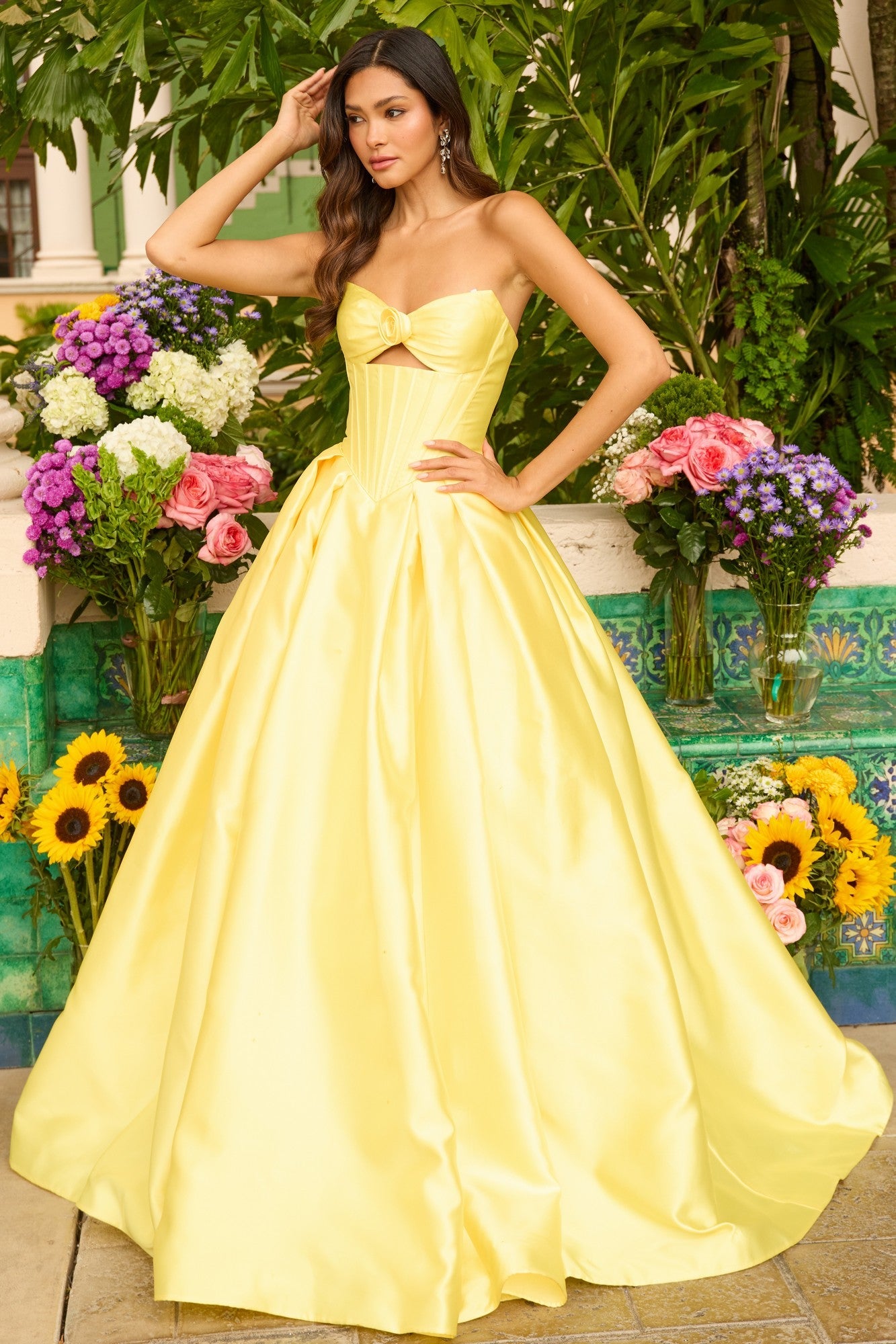 Strapless Satin Prom Ball Gown: Ava Presley 47223