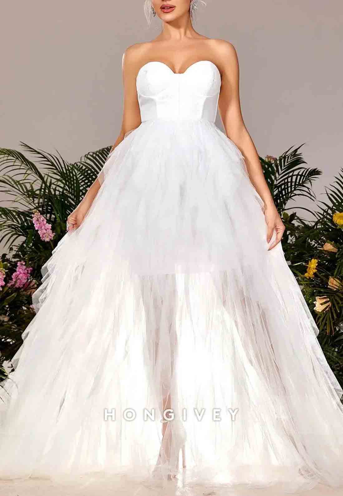 Sweetheart Floor-Length Maternity Strapless Mesh Overlay Wedding Dress