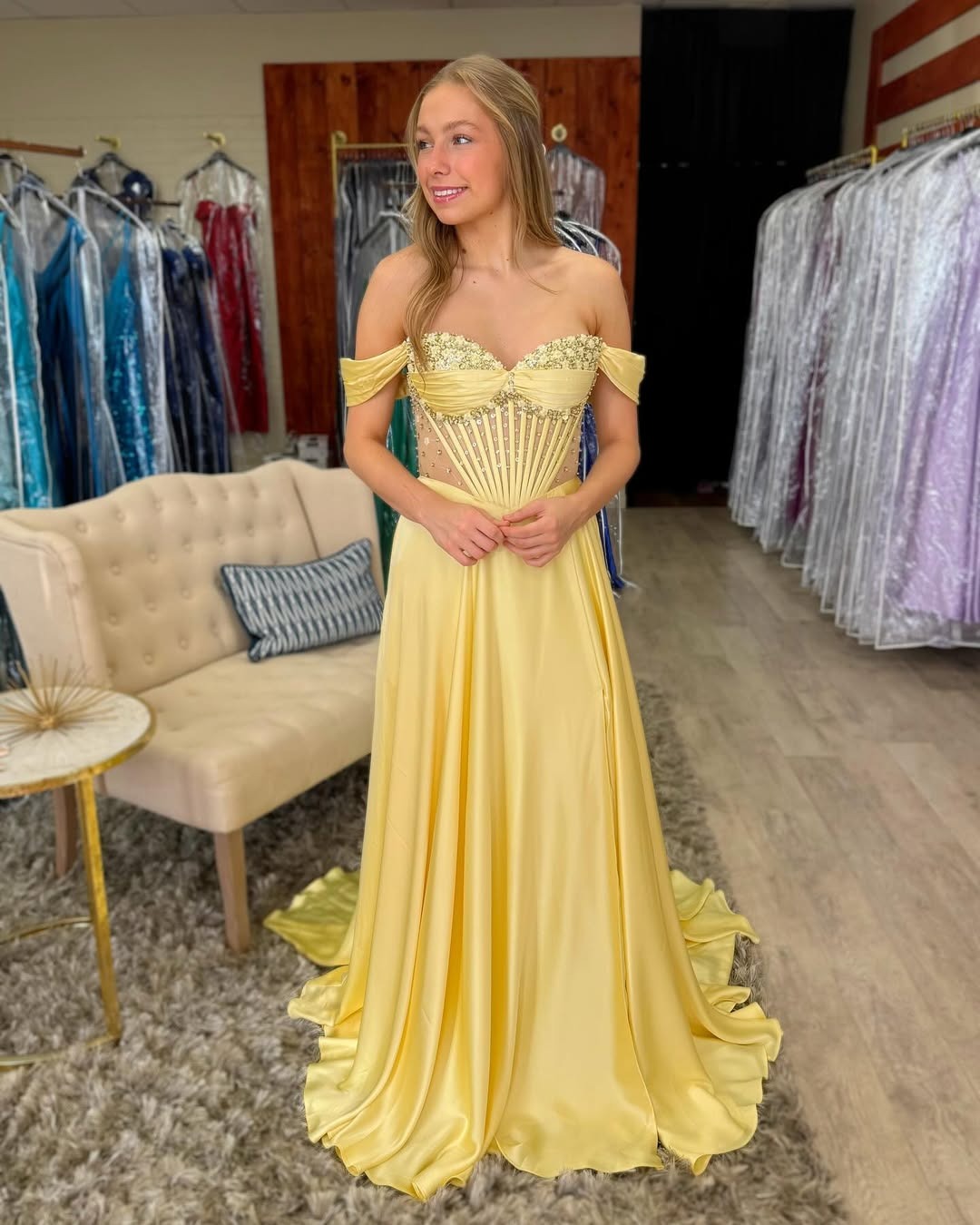 Women's Prom Dresses Long Satin Beaded A Line Corset Evening Party Dresses