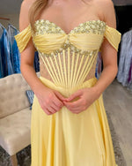 Women's Prom Dresses Long Satin Beaded A Line Corset Evening Party Dresses