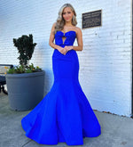 Sweetheart Satin Prom Dresses Long Mermaid Evening Gowns with Keyhole