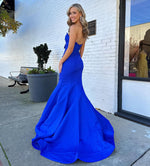 Sweetheart Satin Prom Dresses Long Mermaid Evening Gowns with Keyhole