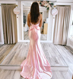 Mermaid Bodycon Sweetheart Satin Beaded Prom Dresses Long for Women