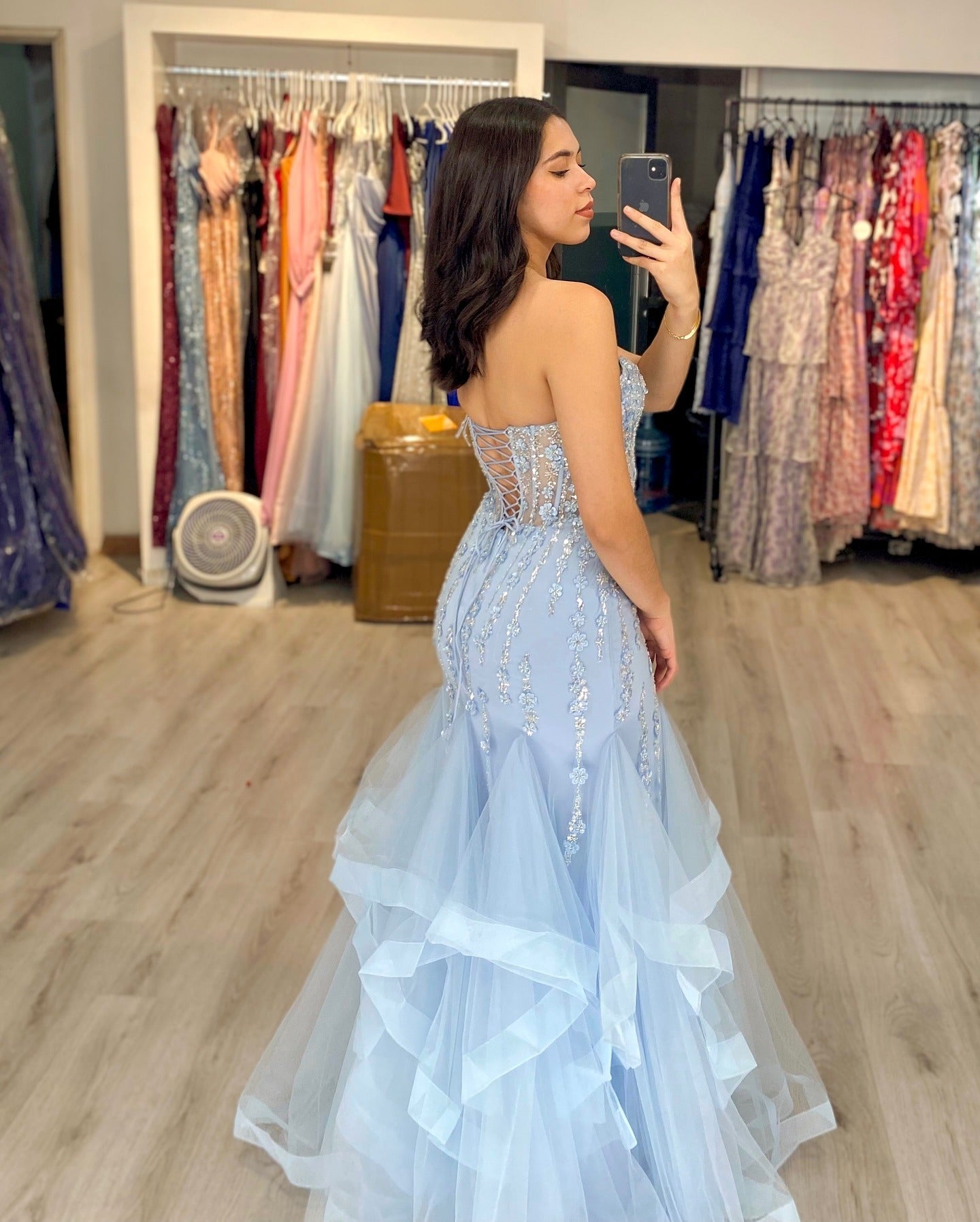 Mermaid Tulle Lace Beaded Prom Dresses Sweetheart Corset Evening Gowns