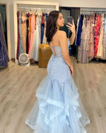 Mermaid Tulle Lace Beaded Prom Dresses Sweetheart Corset Evening Gowns