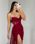 Strapless Chiffon Long Prom Dresses Sweetheart Mermaid Evening Gowns