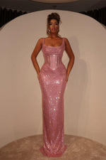 Modern Pink Straps Sleeveless Mermaid Prom Dress Long With Pleats Beads