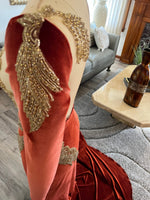 Applique Long Sleeveless Sequins Mermaid Side Slit Prom Dress