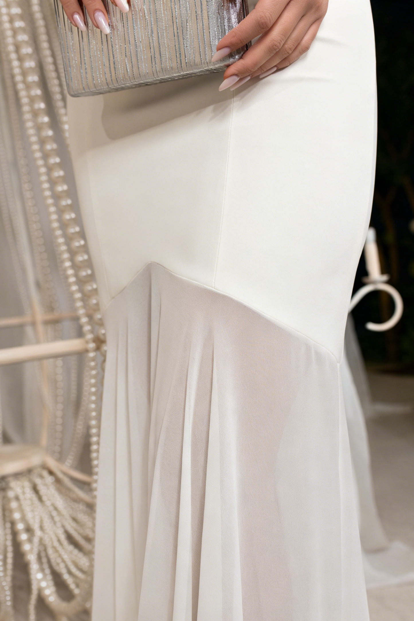 Sleeveless Cowl Back Mermaid Evening Gown
