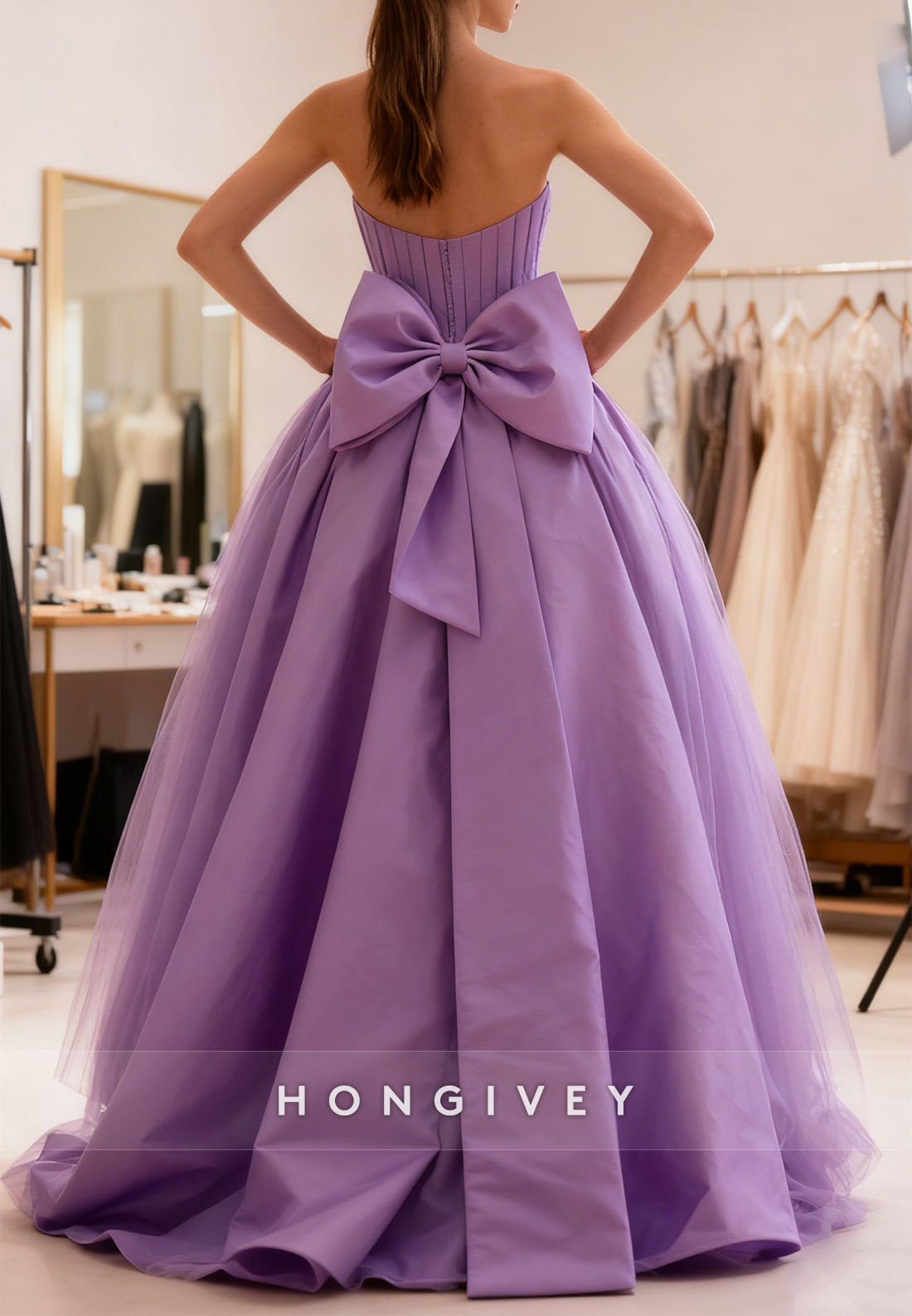 Straples A-Line Sleeveless Slit Prom Dress