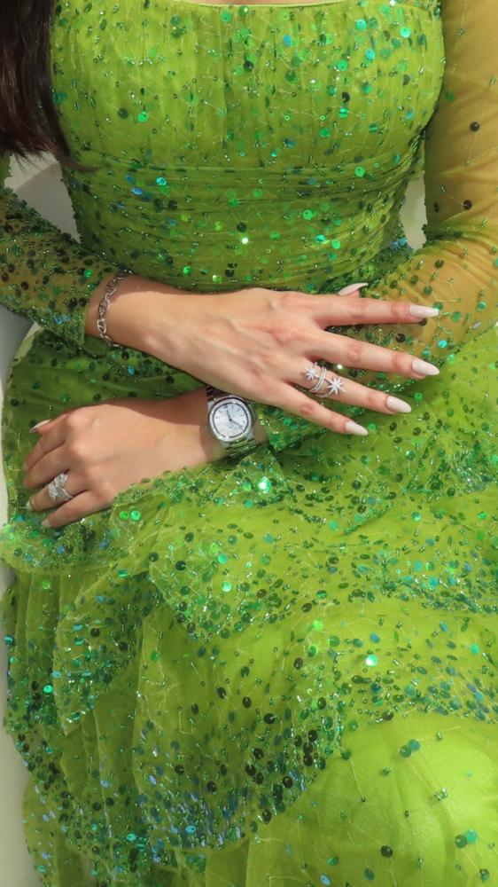 Sequins Sparkle Green Square Neck Long Sleeve A-Line Tassel Evening Dress