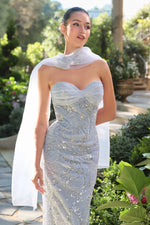Sweetheart Sleeveless Floral Print Flowers Sequins Mermaid Prom Dress
