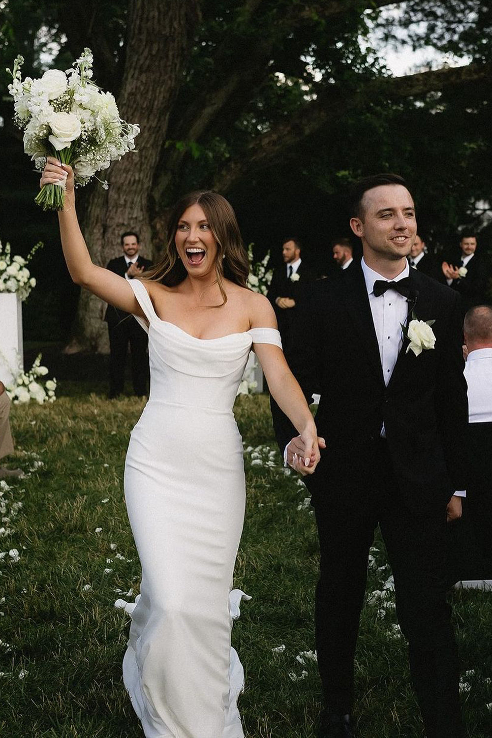 Elegant Mermaid Cowl Neck Satin Long Wedding Dresses