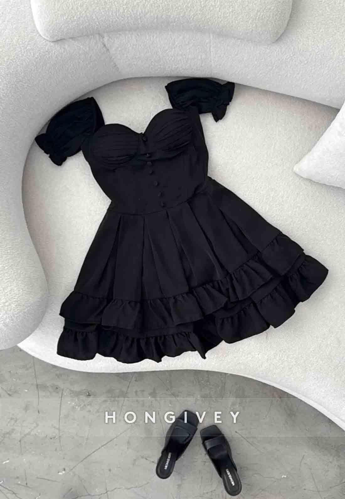 A-Line Short Sleeves Ruched Pleated Sweetheart Short Homecoming Dress