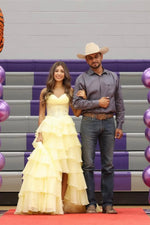 Fashion A Line Sweetheart Daffodial Chiffon Tiered Prom Dress