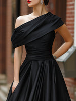 Elegant One-Shoulder Draped Evening Gown