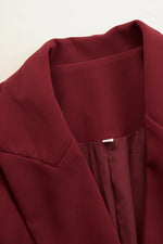 Elegant White V-Neck Long Sleeves Tailored Blazer Midi Dress