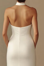 Satin Trumpet Satin Long Backless Rehearsal Dinner Dress