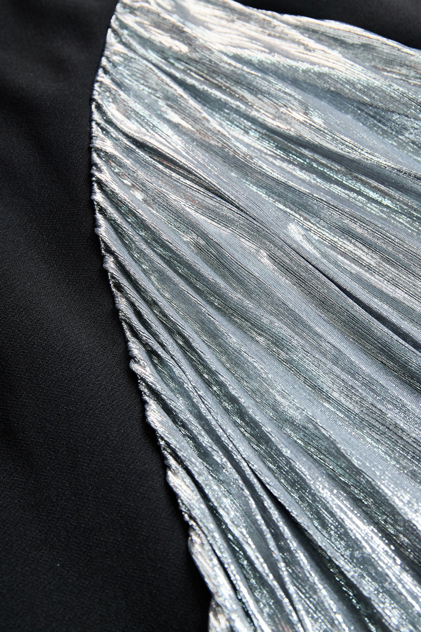 Elegant Tuxedo-Inspired Silver Slit Evening Dress