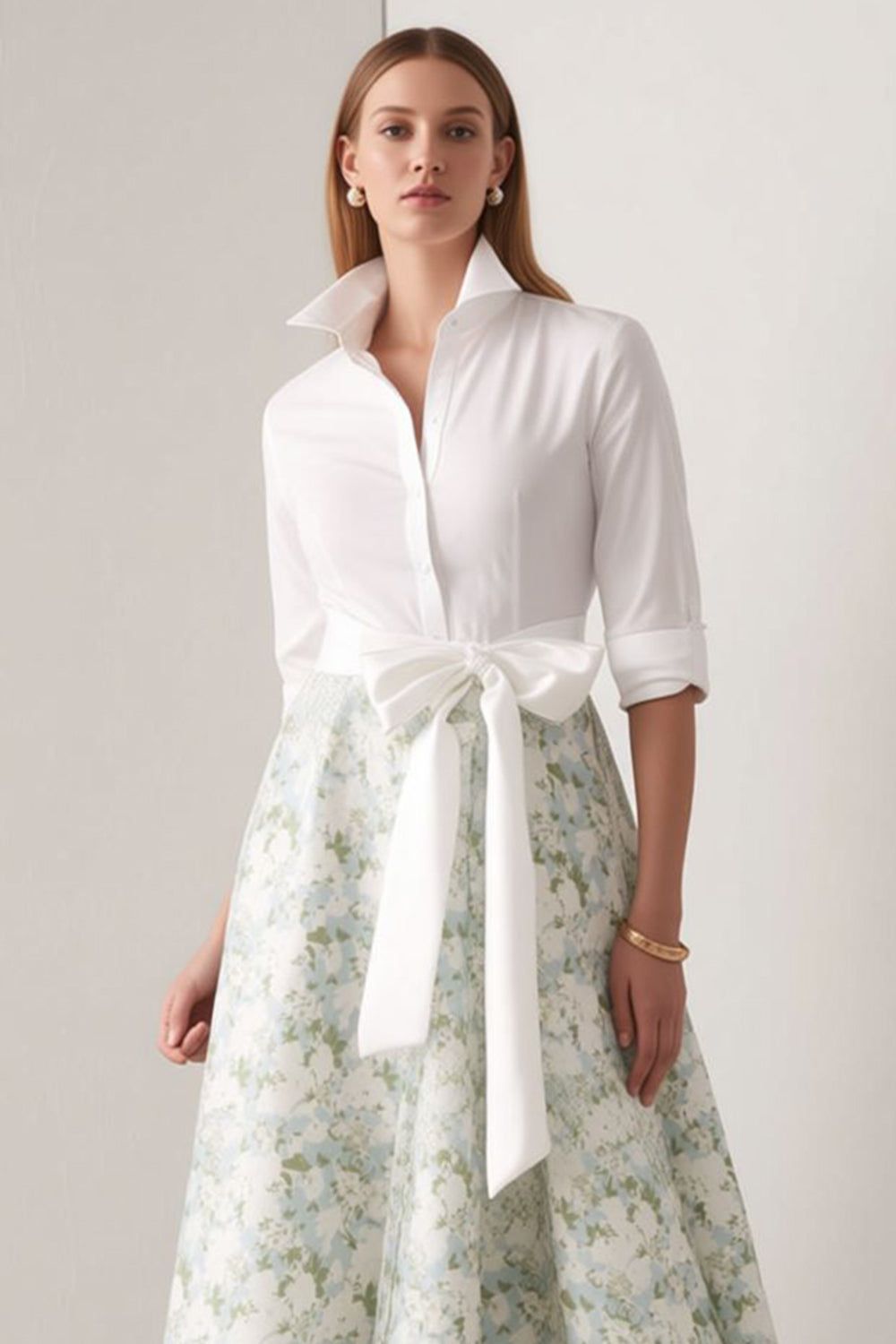 Royal Blue A-Line Floral Half Sleeves Long Mother Of The Bride Dress with Sash